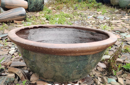 38#Smooth large shallow basin/Animal head large shallow tank/Large lotus pot/Gardening water feature pottery