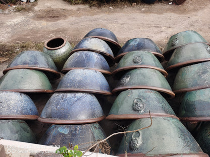 38#Smooth large shallow basin/Animal head large shallow tank/Large lotus pot/Gardening water feature pottery