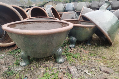 34#Three lion-foot basins/ceramic fish tanks/outdoor planting flowerpots/Chinese style flowerpots