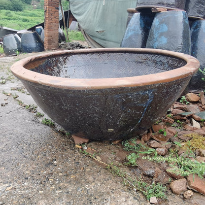 38#Smooth large shallow basin/Animal head large shallow tank/Large lotus pot/Gardening water feature pottery