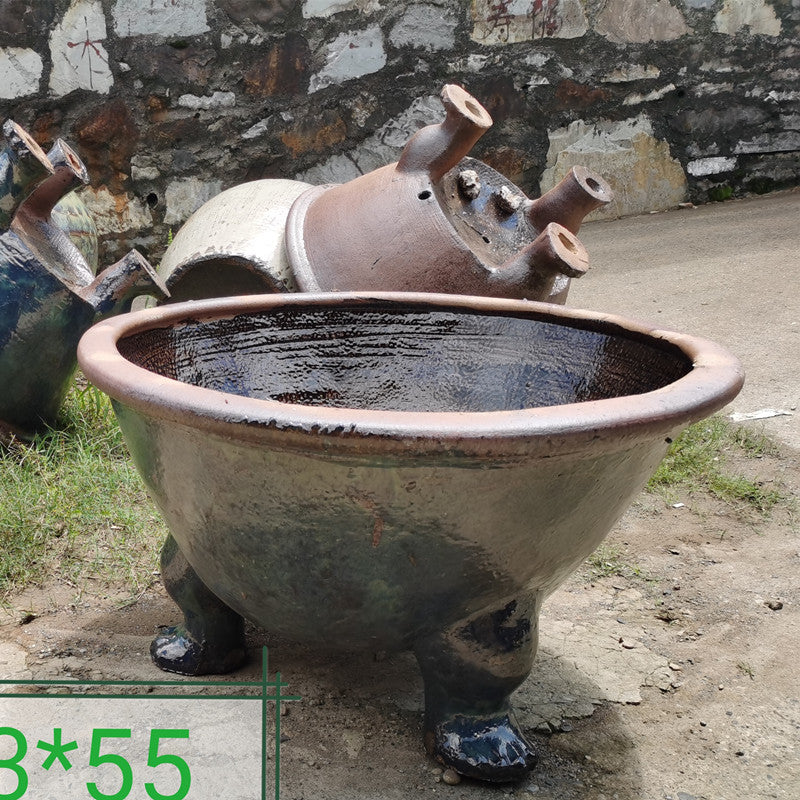 34#Three lion-foot basins/ceramic fish tanks/outdoor planting flowerpots/Chinese style flowerpots